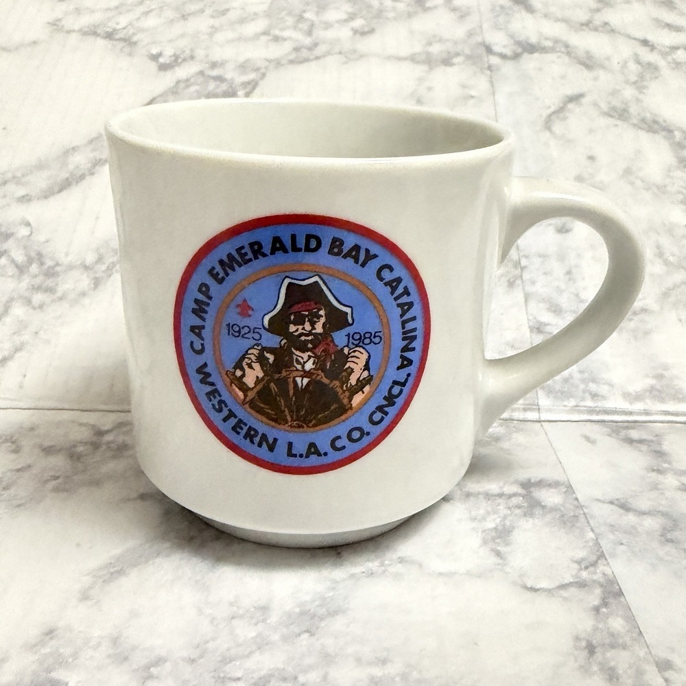 BSA 1925 1985 Camp Emerald Bay Catalina Western LA Boy Scouts Vintage Coffee Mug